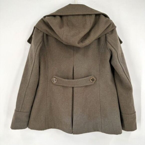 Vintage Y2K Guess Military Melange Green Wool Blend Pea Coat Medium Safari - Picture 2 of 16